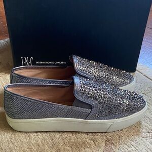 🏷️ BNIB INC international Concepts Crystal-Embellished “Sammee” Slip-On Sneakers